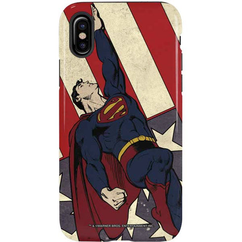 DC Comics Superman Vintage Pose American Flag iPhone XS Pro Case