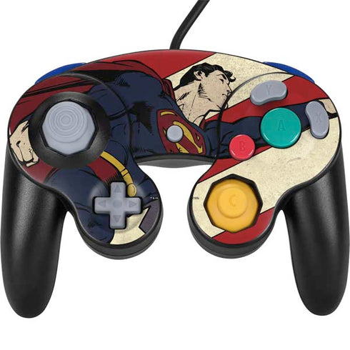 DC Comics Superman Vintage Pose American Flag Nintendo GameCube Controller Skin