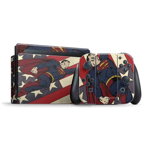 DC Comics Superman Vintage Pose American Flag Nintendo Switch Bundle Skin