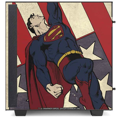 DC Comics Superman Vintage Pose American Flag NZXT H510 Compact ATX Mid-Tower Case Skin