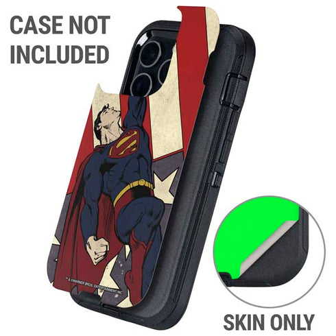 DC Comics Superman Vintage Pose American Flag Otterbox Defender iPhone Skin