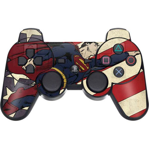 DC Comics Superman Vintage Pose American Flag PS3 Dual Shock wireless controller Skin