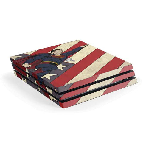 DC Comics Superman Vintage Pose American Flag PS4 Pro Console Skin