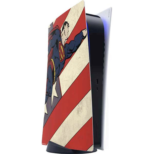 DC Comics Superman Vintage Pose American Flag PS5 Digital Edition Console Skin