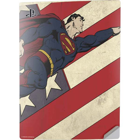 DC Comics Superman Vintage Pose American Flag PS5 Digital Edition Console Skin