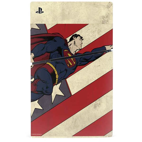 DC Comics Superman Vintage Pose American Flag PS5 Slim Disk Console Skin