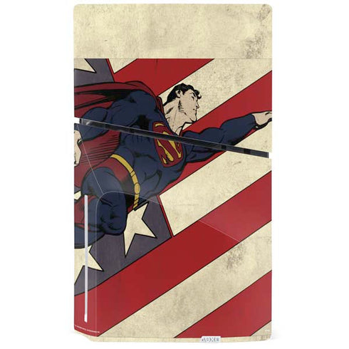 DC Comics Superman Vintage Pose American Flag PS5 Slim Disk Console Skin