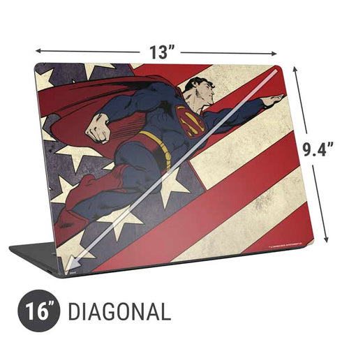 DC Comics Superman Vintage Pose American Flag Universal Laptop 16in (13 x 9.4in) Skin