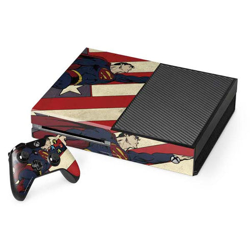 DC Comics Superman Vintage Pose American Flag Xbox One Console and Controller Bundle Skin