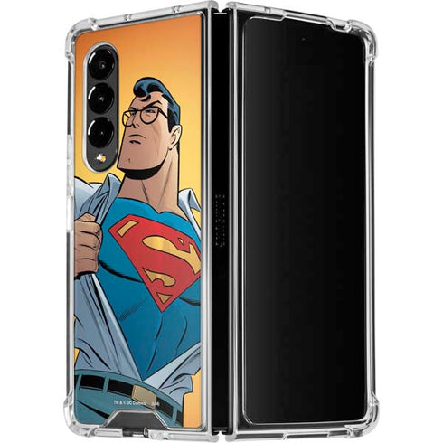 DC Comics Superman 90's Animated Series Galaxy Z Fold4 5G Clear Case