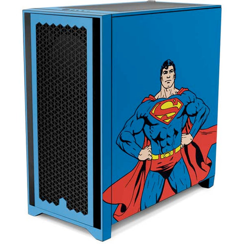 DC Comics Superman Vintage Chest Corsair 4000D Tempered Glass Mid-Tower ATX Case Skin