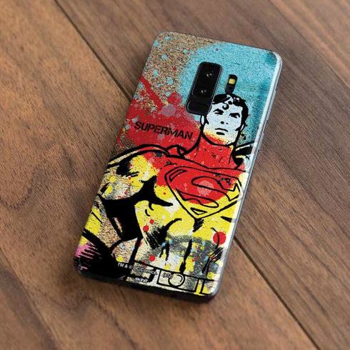 DC Comics Superman Color Splatter Galaxy S9 Plus Skin