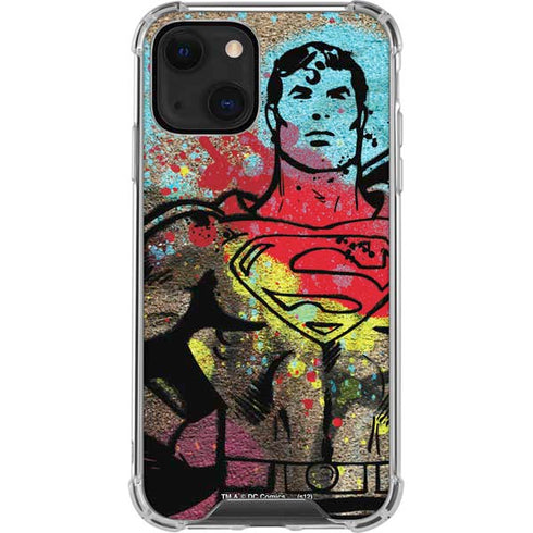 DC Comics Superman Color Splatter iPhone 14 Plus Clear Case