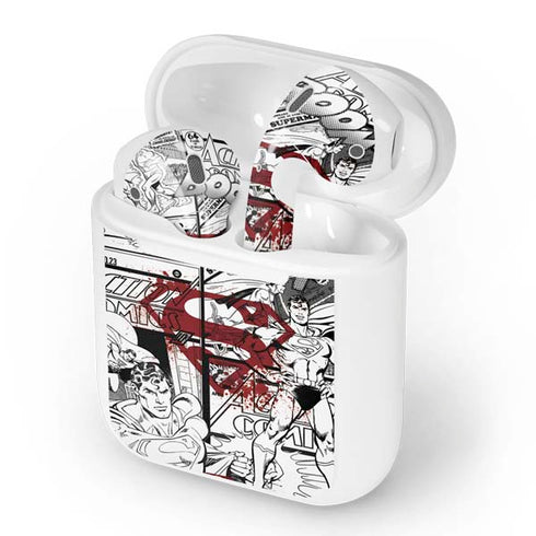 DC Comics Superman Comic Pattern Logo in Red Apple AirPods Skin