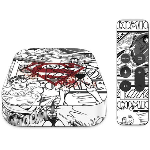 DC Comics Superman Comic Pattern Logo in Red Apple TV Skin