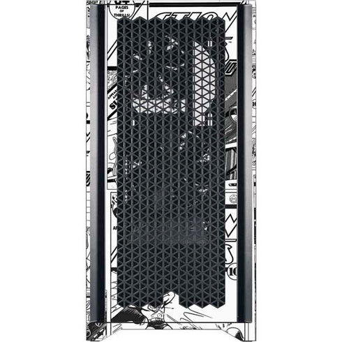 DC Comics Superman Comic Pattern Logo in Red Corsair 4000D Tempered Glass Mid-Tower ATX Case Skin