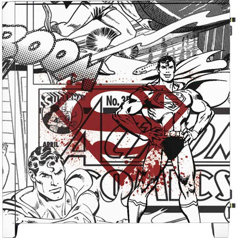 DC Comics Superman Comic Pattern Logo in Red Corsair 4000D Tempered Glass Mid-Tower ATX Case Skin