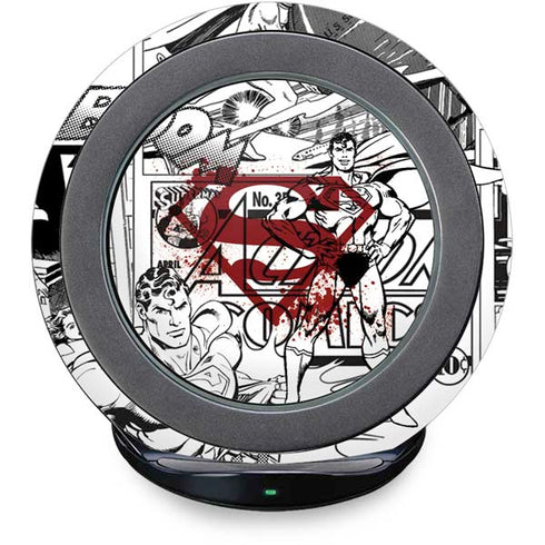 DC Comics Superman Comic Pattern Logo in Red Fast Charge Wireless Charging Stand Skin