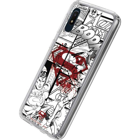 DC Comics Superman Comic Pattern Logo in Red Galaxy A10e Clear Case