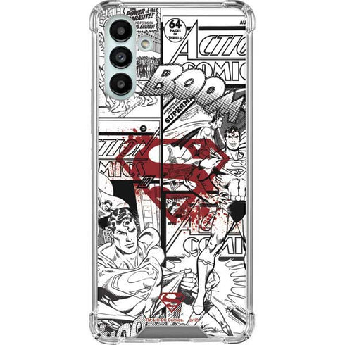 DC Comics Superman Comic Pattern Logo in Red Galaxy A13 5G Clear Case