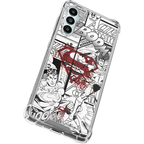 DC Comics Superman Comic Pattern Logo in Red Galaxy A14 5G Clear Case