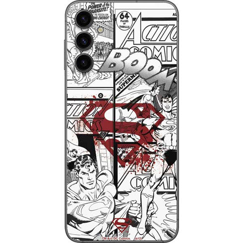 DC Comics Superman Comic Pattern Logo in Red Galaxy A14 5G Skin