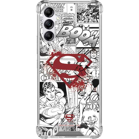 DC Comics Superman Comic Pattern Logo in Red Galaxy A15 5G Clear Case