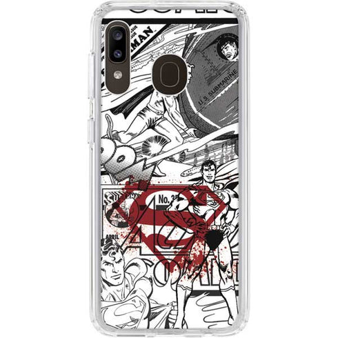 DC Comics Superman Comic Pattern Logo in Red Galaxy A20 Clear Case