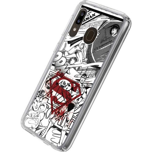 DC Comics Superman Comic Pattern Logo in Red Galaxy A20 Clear Case