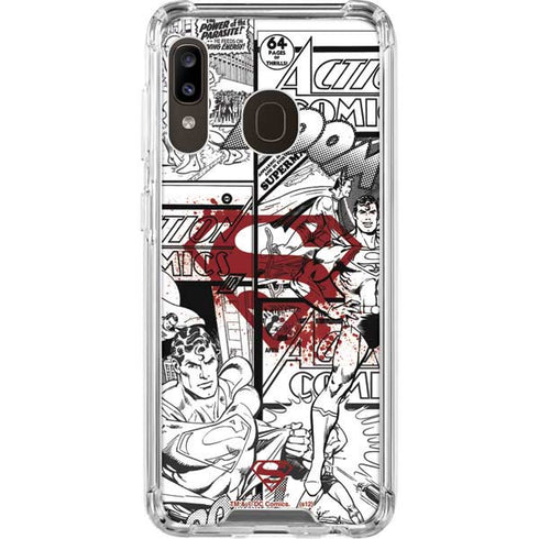 DC Comics Superman Comic Pattern Logo in Red Galaxy A30 Clear Case