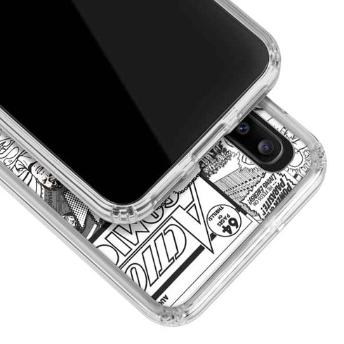 DC Comics Superman Comic Pattern Logo in Red Galaxy A30 Clear Case
