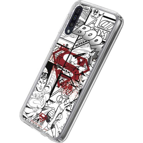 DC Comics Superman Comic Pattern Logo in Red Galaxy A50 Clear Case