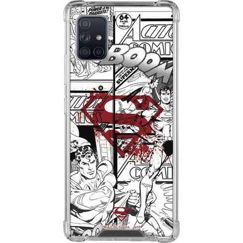 DC Comics Superman Comic Pattern Logo in Red Galaxy A51 5G Clear Case