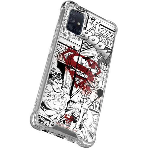 DC Comics Superman Comic Pattern Logo in Red Galaxy A51 5G Clear Case