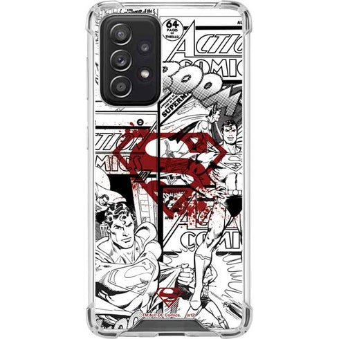DC Comics Superman Comic Pattern Logo in Red Galaxy A52 5G Clear Case