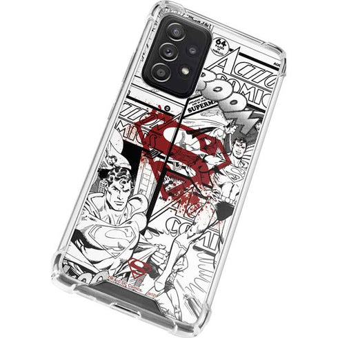 DC Comics Superman Comic Pattern Logo in Red Galaxy A52 5G Clear Case