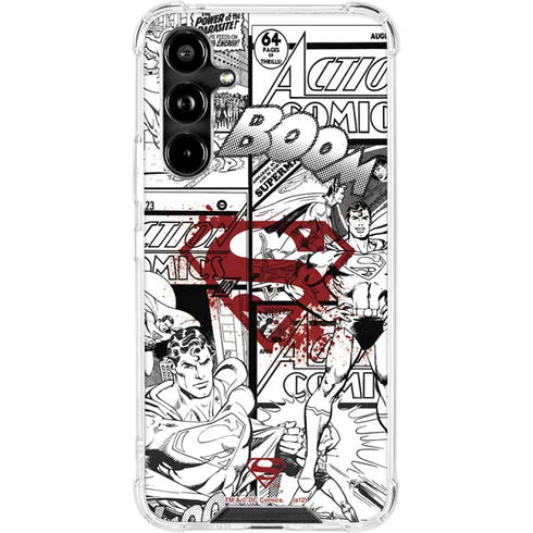 DC Comics Superman Comic Pattern Logo in Red Galaxy A54 5G Clear Case