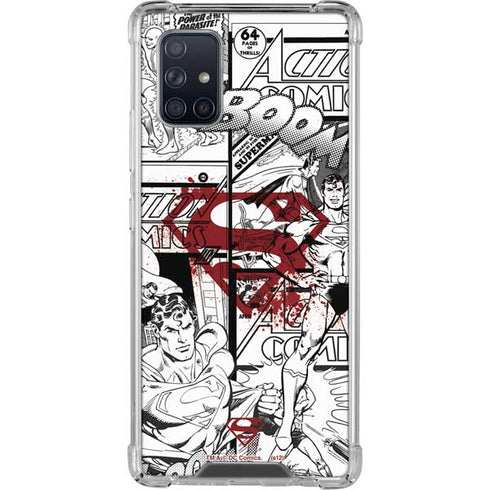 DC Comics Superman Comic Pattern Logo in Red Galaxy A71 5G Clear Case
