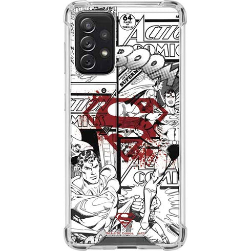DC Comics Superman Comic Pattern Logo in Red Galaxy A72 5G Clear Case