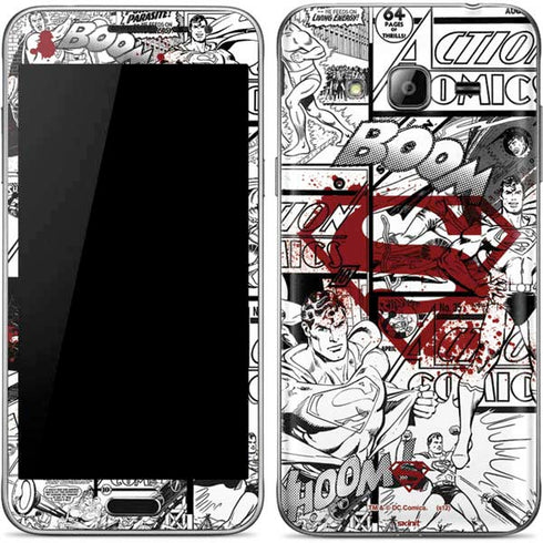 DC Comics Superman Comic Pattern Logo in Red Galaxy J3 Skin