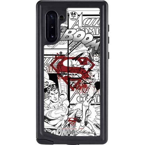 DC Comics Superman Comic Pattern Logo in Red Galaxy Note 10 Waterproof Case
