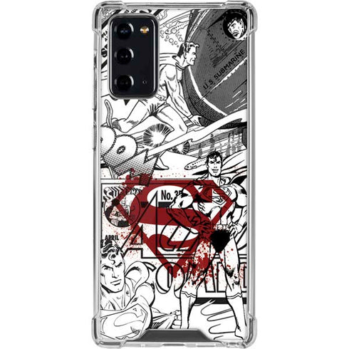 DC Comics Superman Comic Pattern Logo in Red Galaxy Note20 5G Clear Case