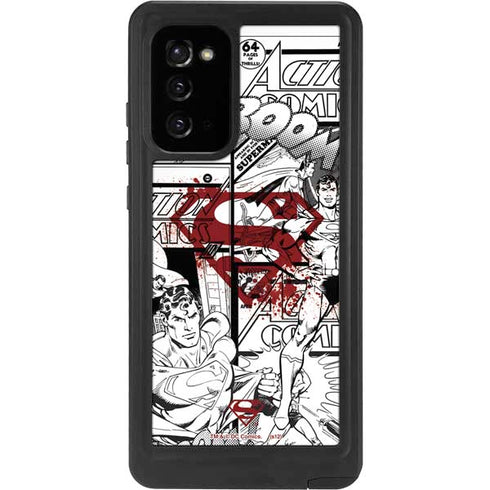 DC Comics Superman Comic Pattern Logo in Red Galaxy Note20 5G Waterproof Case