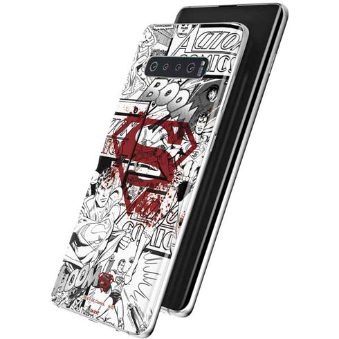 DC Comics Superman Comic Pattern Logo in Red Galaxy S10 Plus Skin
