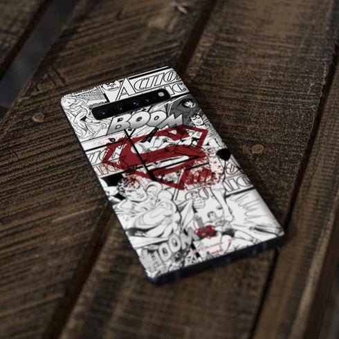 DC Comics Superman Comic Pattern Logo in Red Galaxy S10 Plus Skin