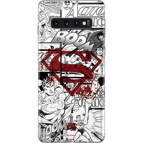 DC Comics Superman Comic Pattern Logo in Red Galaxy S10 Skin