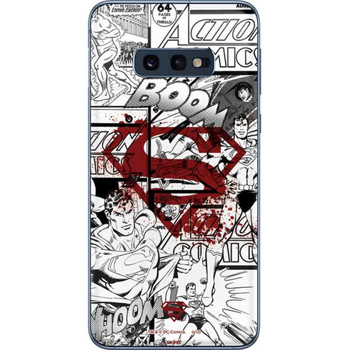 DC Comics Superman Comic Pattern Logo in Red Galaxy S10e Skin
