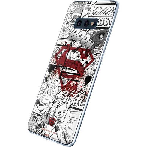 DC Comics Superman Comic Pattern Logo in Red Galaxy S10e Skin