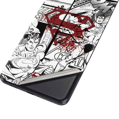 DC Comics Superman Comic Pattern Logo in Red Galaxy S21 5G Skin
