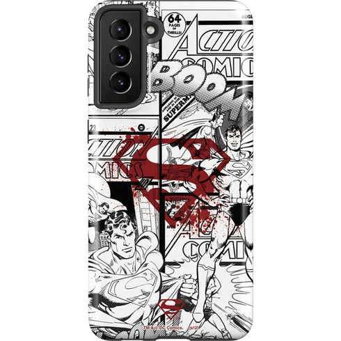 DC Comics Superman Comic Pattern Logo in Red Galaxy S21 FE Pro Case